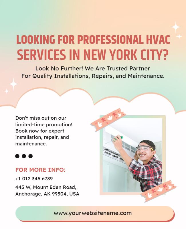 Soft Pastel Gradient HVAC Services Promotion Poster Template
