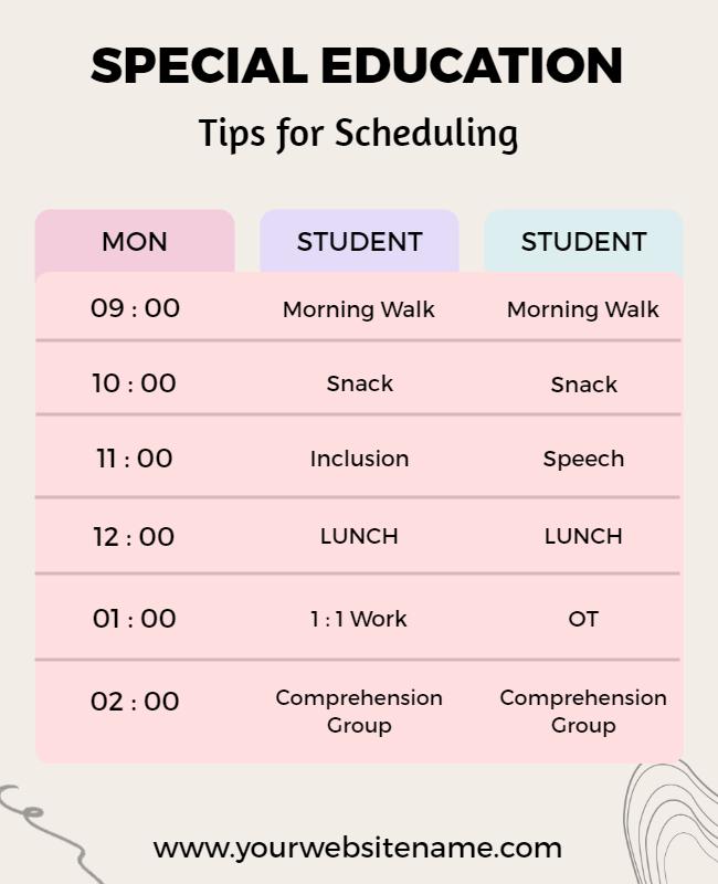Soft Pastel Themed Special Education Schedule Poster Template