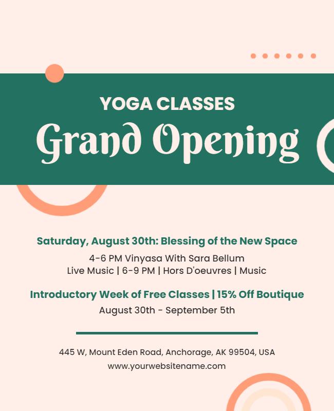 Soft Pastel Themed Yoga Class Grand Opening Poster Template