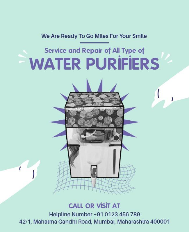 Soft Pastel Water Purifier Service and Repair Poster Template