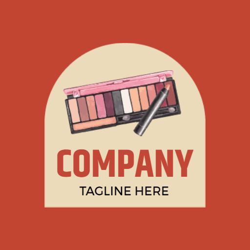 Soft Peach and Cream Watercolor Makeup Palette Logo Template
