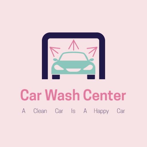 Soft Pink and Blue Design Highlighting Professional Car Wash Logo Template