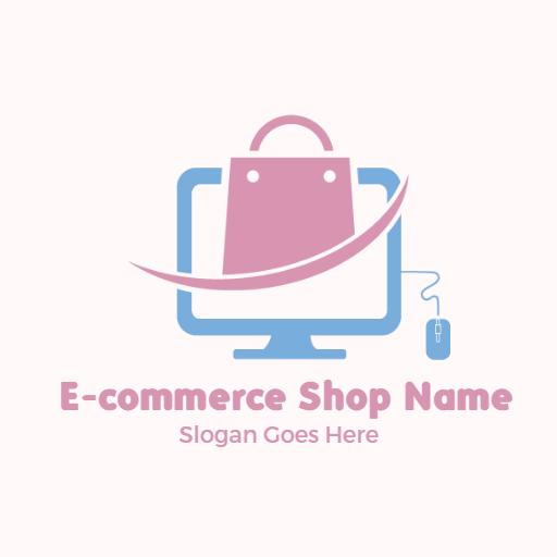 Soft Pink and Blue Design Representing E-commerce Shopping Logo Template