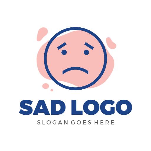 Soft Pink and Blue Line Art Emphasizing Sadness Logo Template
