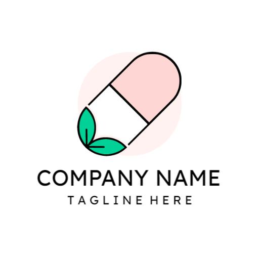 Soft Pink and Green Nutritional Capsule for Vitamins Logo Template