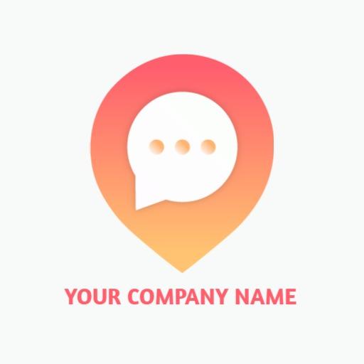 Soft Pink and Orange Gradient Chat Message Bubble Logo Template