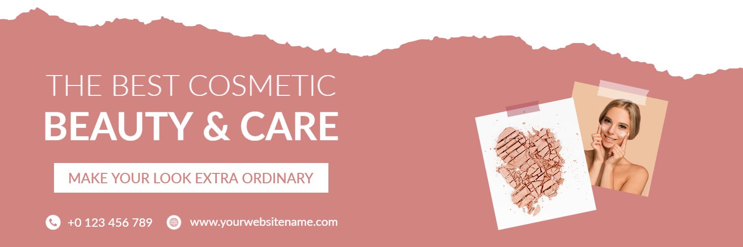 Soft Pink Background with Glamorous Beauty and Care Banner Template