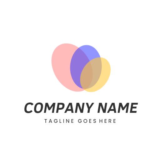 Soft Pink, Blue, and Yellow Abstract Shapes for Company Logo Template