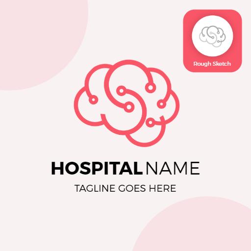 Soft Pink Brain Design Symbolizing Hospital Care Logo Template