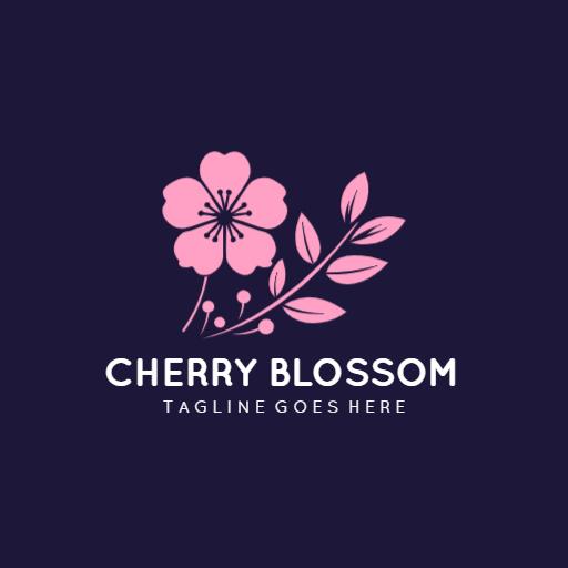 Soft Pink Cherry Blossom Floral Design for Branding Logo Template