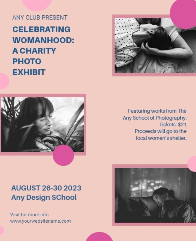 Soft Pink Feminine Charity Photo Exhibit Poster Template