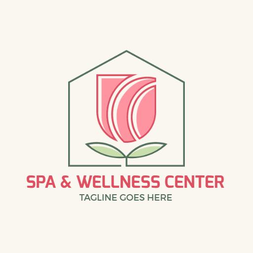 Soft Pink Flower Design Representing Relaxing Spa Logo Template