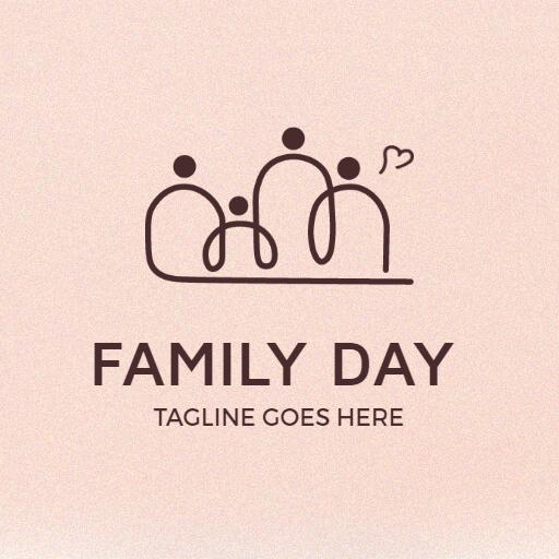 Soft Pink Illustration of Togetherness Celebrating Family Logo Template