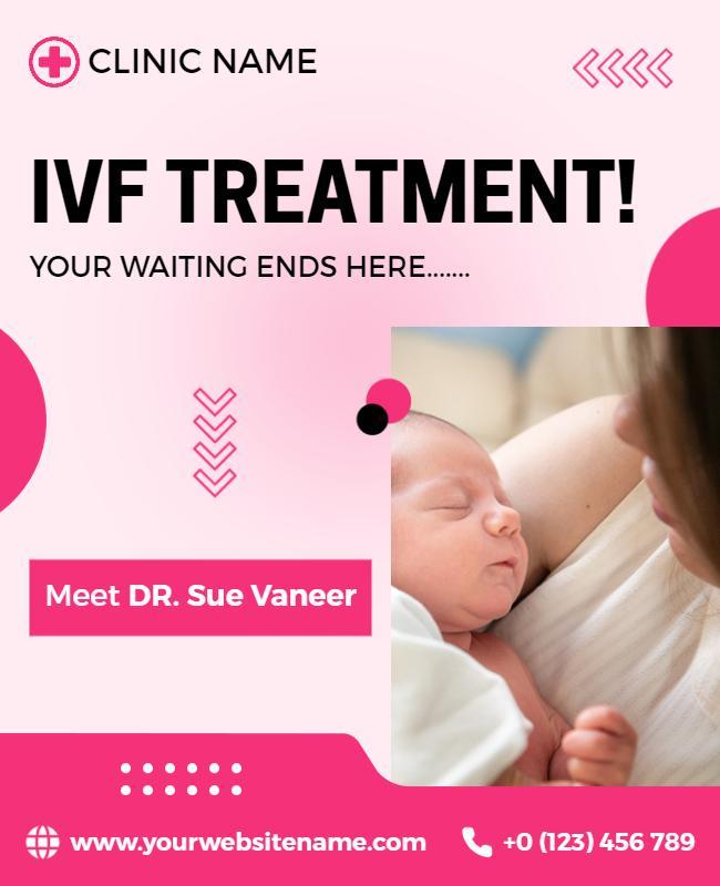 Soft Pink IVF Treatment Announcement with Baby Poster Template