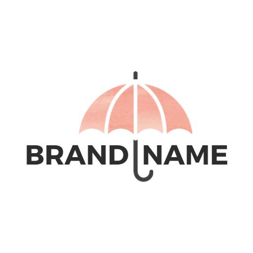 Soft Pink Watercolor Umbrella Design for Your Branding Logo Template