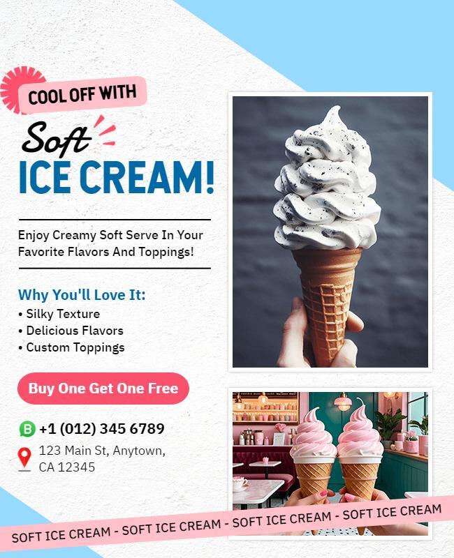 Soft Serve Ice Cream Promotion Flyer Template