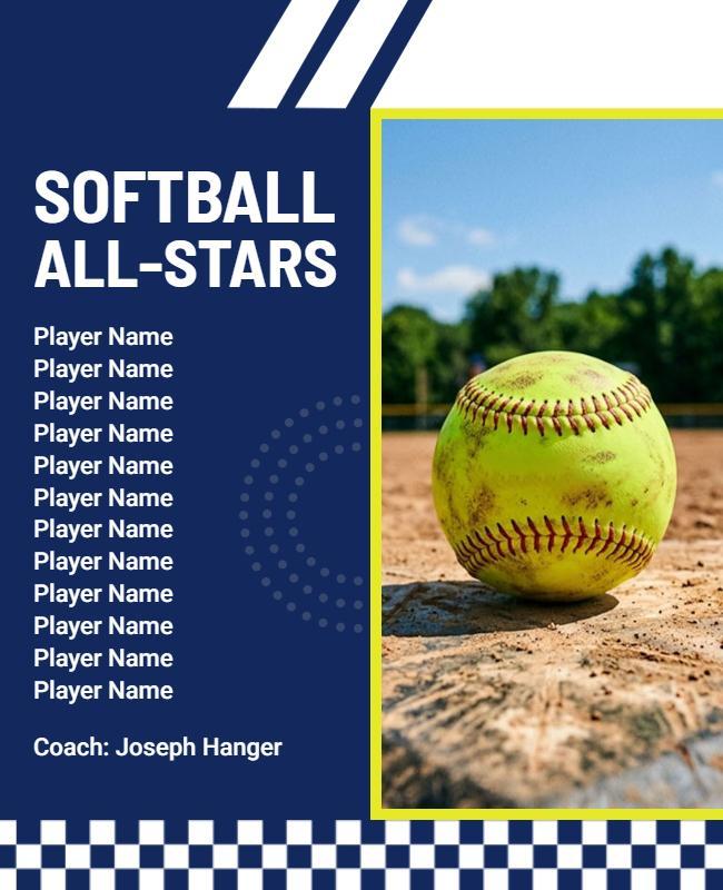 Softball All-Stars Team Announcement Flyer Template