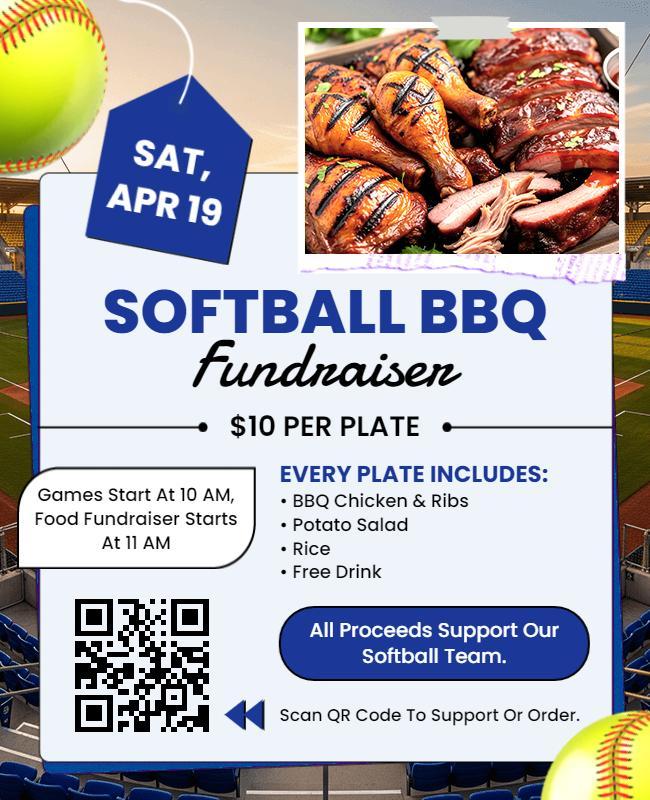Softball BBQ Fundraiser Event Flyer Template