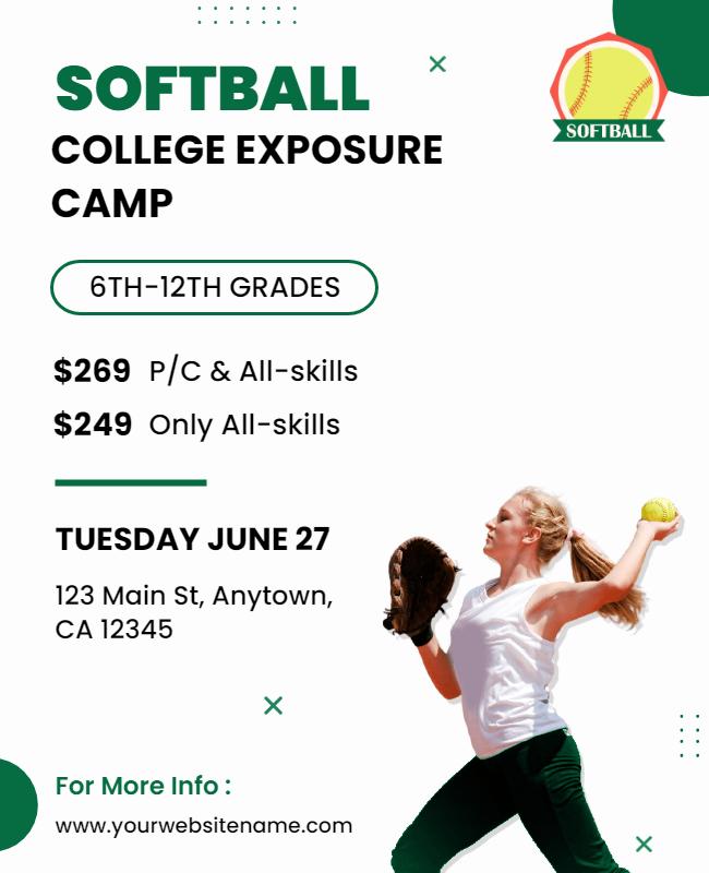 Softball College Exposure Camp Flyer Template