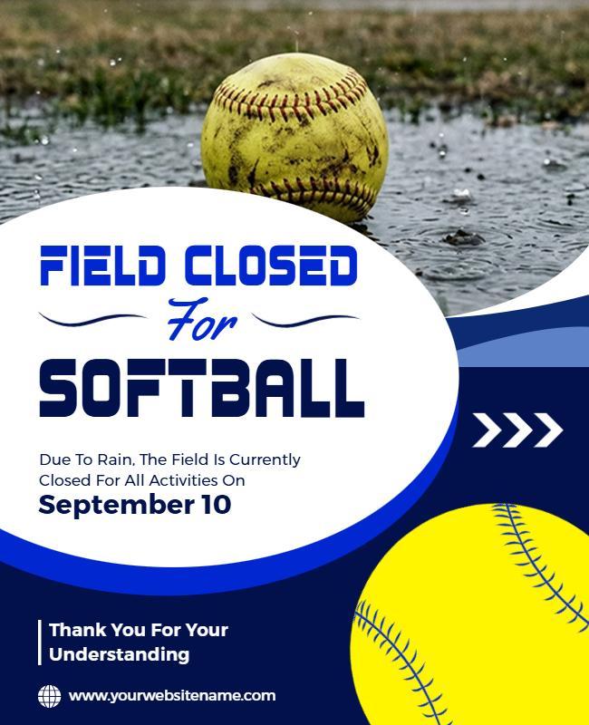 Softball Field Closed Due to Rain Flyer Template