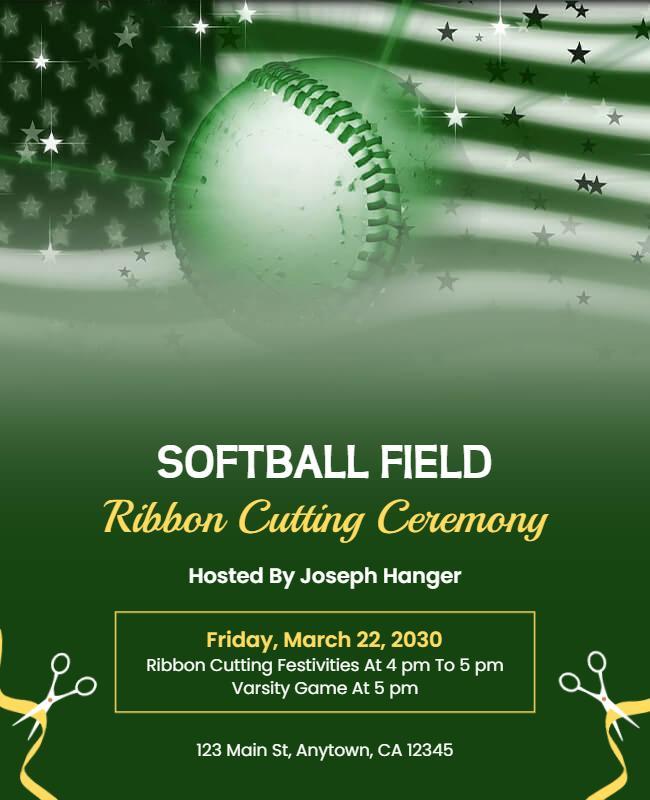 Softball Field Ribbon Cutting Ceremony Flyer Template