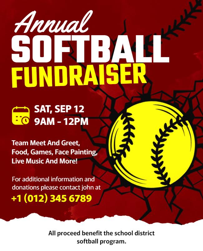 Softball Fundraiser Event Flyer Template