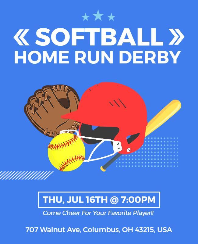 Softball Home Run Derby Event Flyer Template