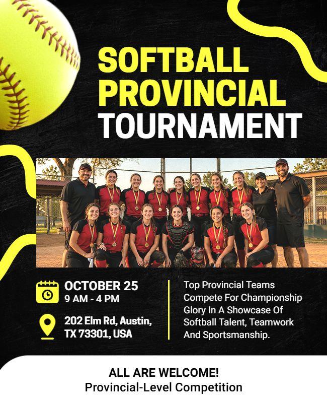 Softball Provincial Tournament Event Flyer Template