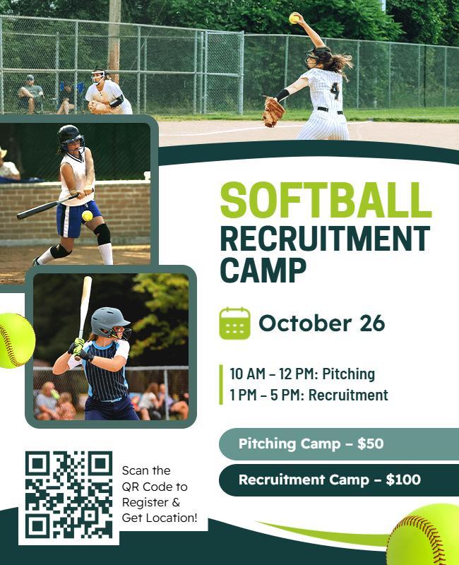 Softball Recruitment Camp and Pitching Event Flyer Template