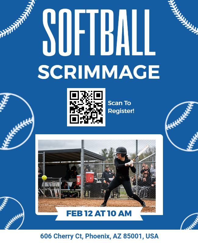 Softball Scrimmage Event Announcement Flyer Template