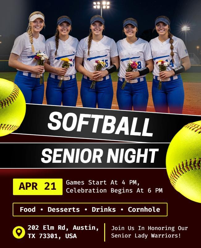 Softball Senior Night Event Poster Template