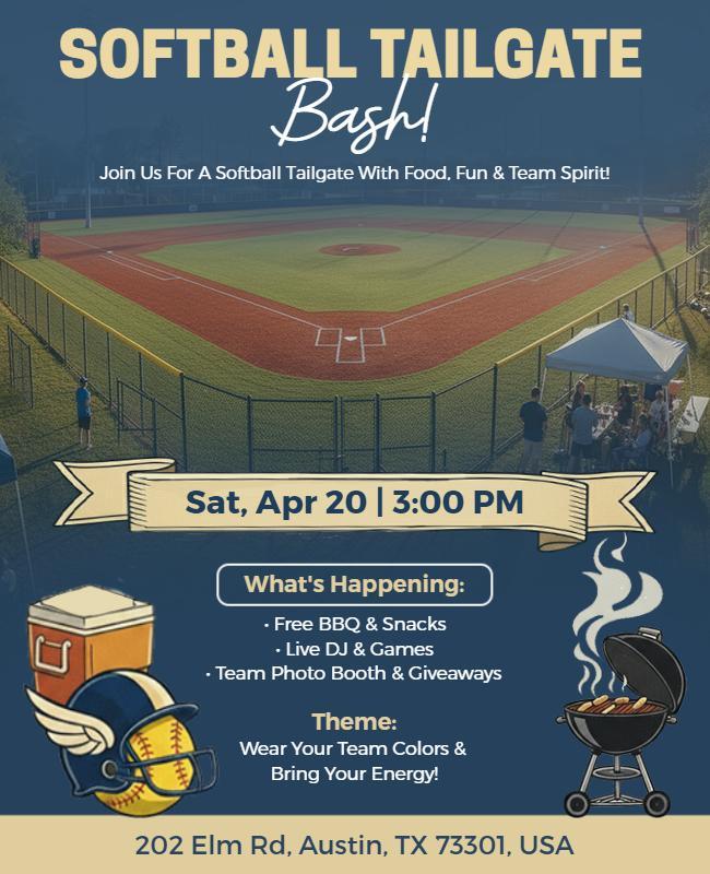 Softball Tailgate Bash Event Flyer Template
