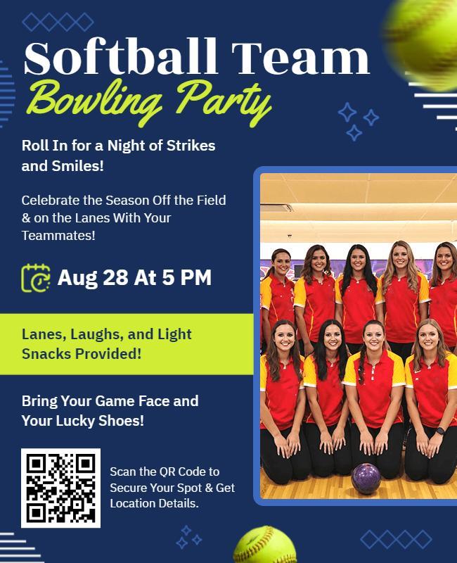 Softball Team Bowling Party Flyer