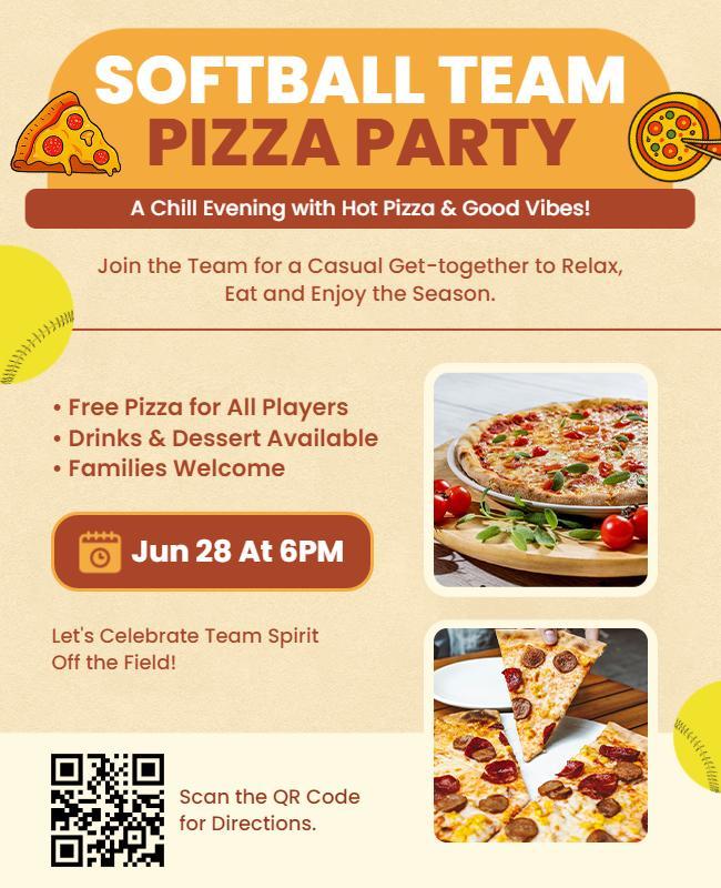 Softball Team Pizza Party Flyer Template