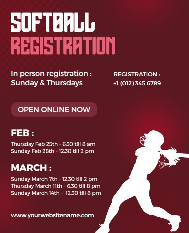 Softball Team Registration Event Flyer Template