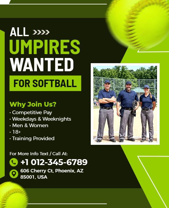 Softball Umpire Recruitment Flyer Template