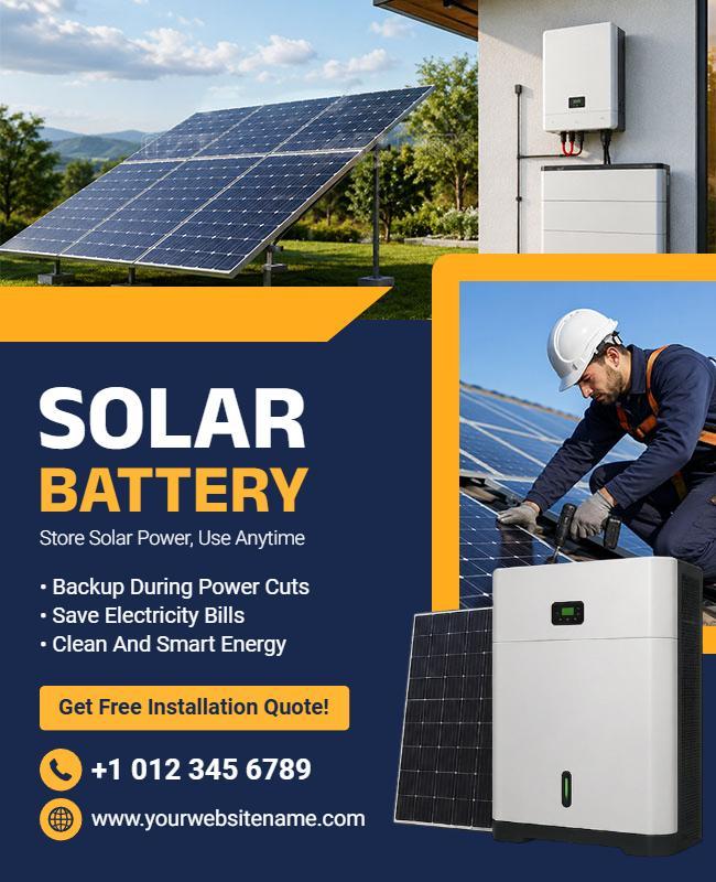 Solar Battery Advertisement Poster Template