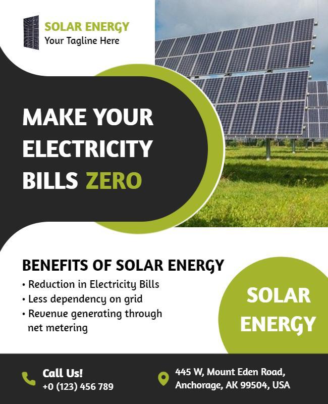 Eco-Friendly Green Solar Energy Savings Flyer Template