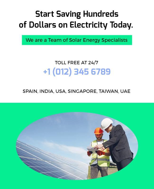 Vibrant Green Solar Energy Savings Promotion Flyer Template