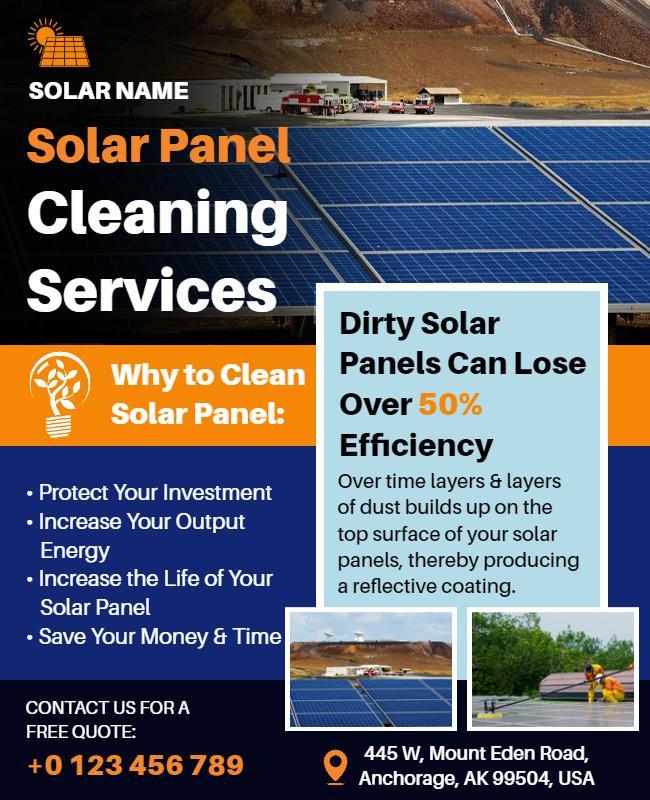 Solar Panel Cleaning Service Promotion Flyer Template