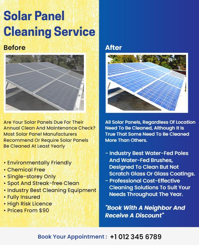 Solar Panel Cleaning Service Promotional Flyer Template