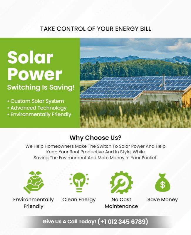 Solar Power Savings Promotion Flyer Template