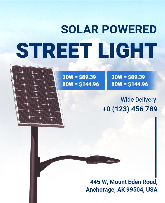 Solar Powered Street Light Promotion Flyer Template