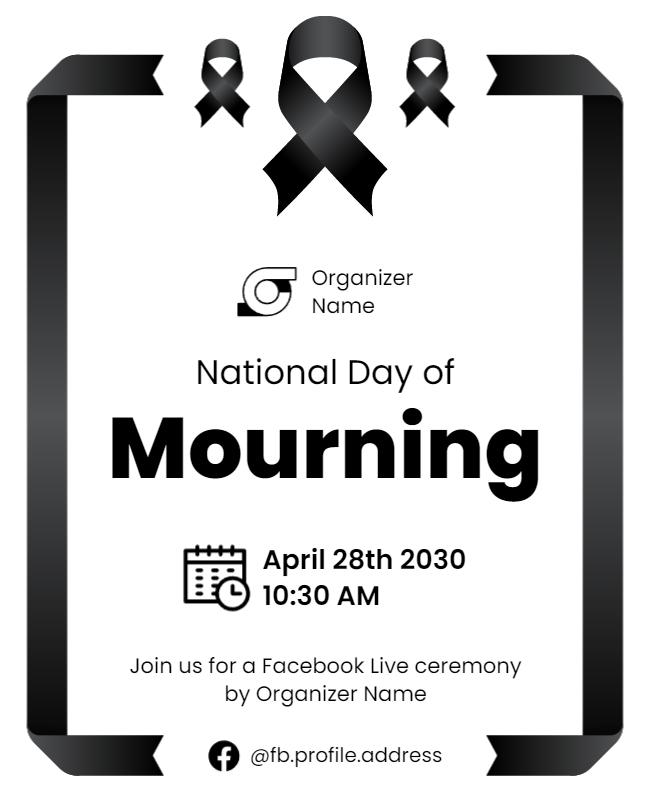 Solemn Black Ribbon National Day of Mourning Poster Template