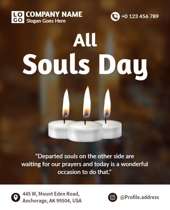 Solemn Candlelight All Souls Day Remembrance Poster Template