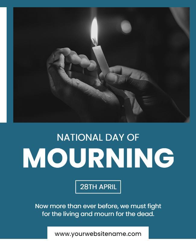 Somber Black and White National Day of Mourning Poster Template