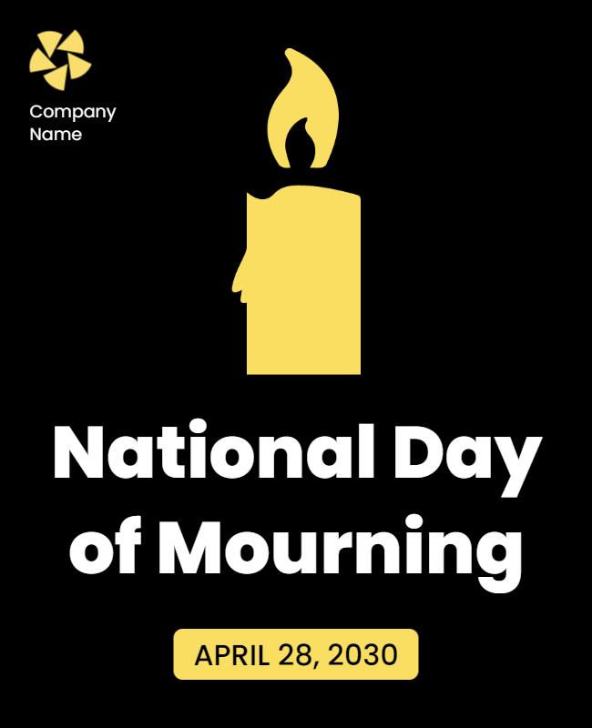 Somber Black Candlelight Vigil National Day of Mourning Poster Template