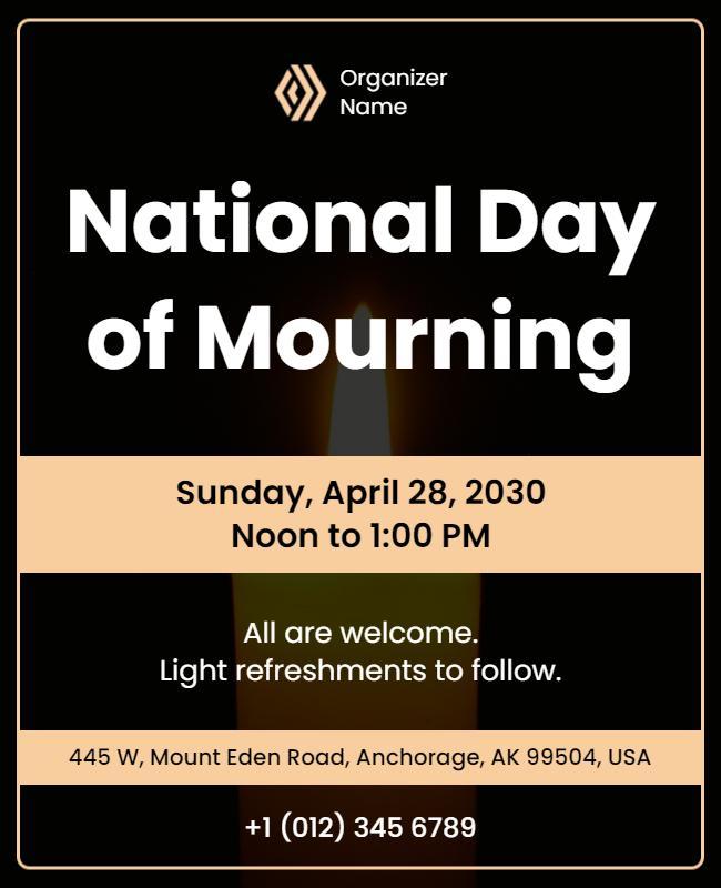 Sombre Black Candlelight Vigil Invitation Poster Template
