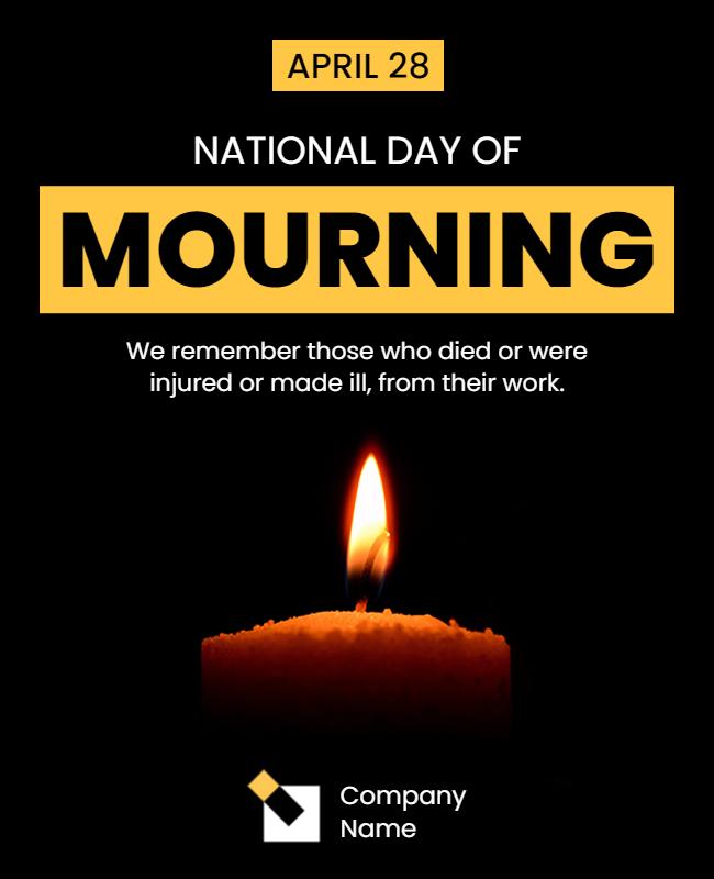 Sombre Black Candlelit National Day of Mourning Poster Template