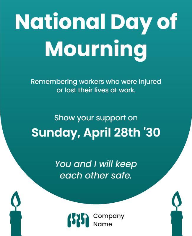 Sombre Green National Day of Mourning Awareness Poster Template